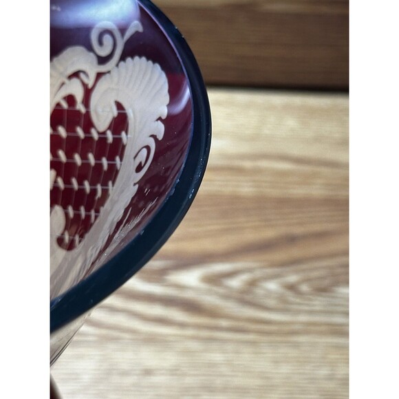 HUGE EGERMANN RUBY RED CUT-TO-CLEAR VASE, STAG & CASTLE, DEER, BOHEMIA - Picture 4 of 8